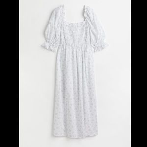 White maxi puff sleeve dress floral pattern